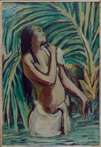 入浴中のインドの少女 作： 