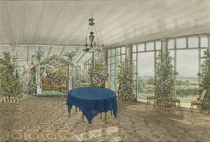 ヴィエルゴルスキーのパヴリーノエステートにあるウィンターガーデン、1834 作： Karl Ivanovich Kolmann