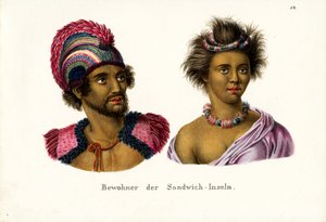 ハワイの人々、1824年 作： Karl Joseph Brodtmann