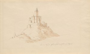ライン川のカウブ近くにある古いグーテンフェルス城 作： Karl Julius Von Leypold