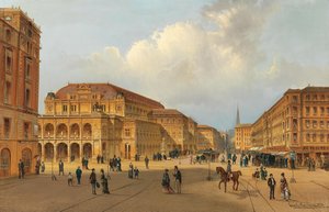 ウィーン国立歌劇場の眺め、1880 年。 作： Karl Kaufmann
