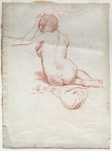 後ろから着席した女性ヌード 作： Karl Ludwig Bernhard Buchhorn