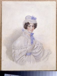 アンナ・ボリソヴナ・バクニナ (1802-1835) の肖像画。 Karl Pavlovich Briullov (Briullov) (1799-1852) の作品、紙に水彩 作： Karl Pavlovich Bryullov
