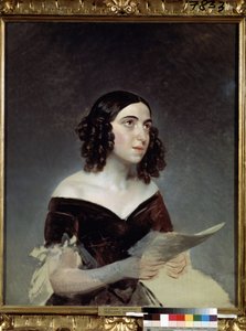 「オペラ歌手アンナ・ペトロワの肖像 (1816-1901)」 カール・パブロヴィッチ・ブリウロフ (ブリュロフ) (1799-1852) による絵画 1841年 北極・南極州立博物館、サンクトペテルブルク、ロシア 作： Karl Pavlovich Bryullov