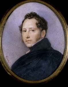 アーティスト シルベスター シュケドリン (シルベスター シュケドリン) (1791-1830) の肖像 (アーティスト S. シュケドリンの肖像)。 Karl Pavlovich Briullov (Briullov) (1799-1852) の作品、紙に水彩 作： Karl Pavlovich Bryullov