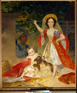 Portraits des enfants du Prince Volkonski (ヴォルコンスキー王子の子供たちの肖像) - Karl Pavlovich Bryullov (Bryullov) (1799-1852) によるキャンバスに油彩 作： Karl Pavlovich Bryullov