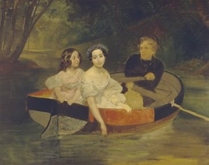船に乗った男爵夫人エカテリーナメラー=ザコメルスカヤと娘との自画像、1833-1835 作： Karl Pavlovich Bryullov