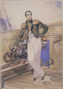 船団テミストクレスに乗ったウラジミール・アレクシエビッチ・コルニーロフ、1835 作： Karl Pavlovich Bryullov