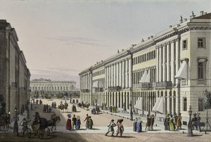 サンクトペテルブルクのミカエル宮殿を望むミハイロフスカヤ通り、19日の前半 作： Karl Petrovich Beggrov