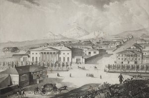 ホテルとピャチゴルスク中心部の眺め、19世紀半ば 作： Karl Petrovich Beggrov