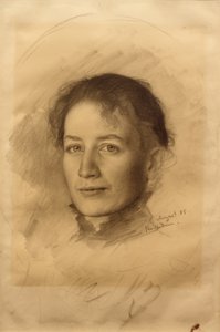 アーティストの妹、マリースタウファーの肖像 作： Karl Stauffer Bern