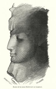 ラメセス大王の妻、古代エジプト女王ネフェルタリの胸像（アブシンベル）（リトグラフ 作： Karl Wilhelm Gentz
