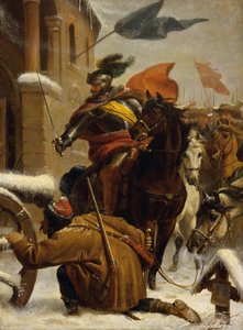 1643年、1866年、トゥットリンゲン近郊でのヨハン・デ・ヴェルトの襲撃。 作： Karl von Blaas