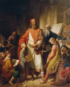 シャルルマーニュは怠慢な学生を叱責する 作： Karl von Blaas