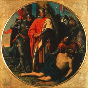 1278年デュルンクルト近くのオットーカーの死体でハプスブルク家のルドルフ1世
