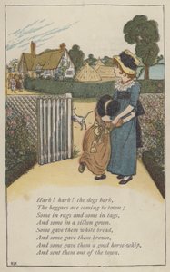 ハーク！ハーク！犬は吠える（カラーリトグラフ 作： Kate (after) Greenaway