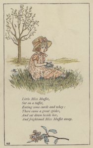 リトル・ミス・マフェット（カラーリトグラフ 作： Kate (after) Greenaway