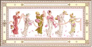 首に黄色のスカーフを巻いた子供のビクトリア朝のグリーティングカード、1880年頃 作： Kate Greenaway