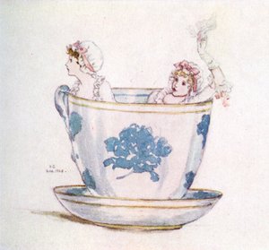 ケイト・グリーナウェイの「A calm in a tea-cup」。 作： Kate Greenaway