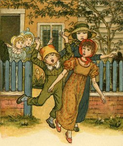女の子も男の子も来る 作： Kate Greenaway