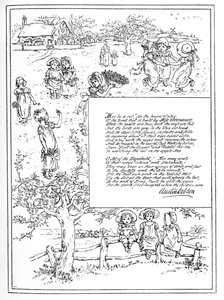 ホームビューティ」。イラスト：ケイト・グリーナウェイ 作： Kate Greenaway