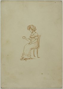 ティー カップを保持している座っている女の子 作： Kate Greenaway