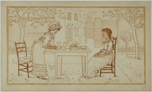 外で二人でお茶会 作： Kate Greenaway