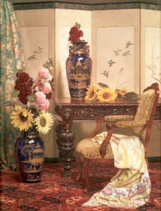 ヒマワリとタチアオイ」1889年 作： Kate Hayllar