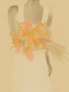 オレンジの花を持つ少女