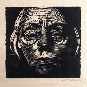 フルフェイスの自画像;正面からの自画像、1923 作： Käthe Kollwitz