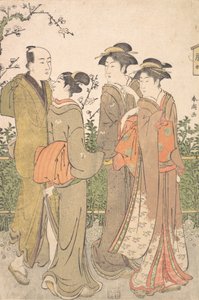 召使を伴った3人の女性のグループ 1780年～1795年 作： Katsukawa Shuncho