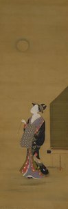 月を見る美女 18世紀 作： Katsukawa Shuncho