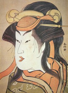 女装した日本の男役の頭部 1787～88年頃（木版画