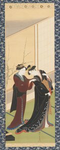 内面：少女の着付けを手伝う女性 江戸時代（1726～1792年