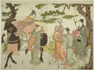 東海道の旅人たち 作： Katsukawa Shuncho