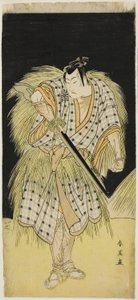 四十七士忠臣蔵』早野勘平役の初代三益徳次郎（左）と小野貞九郎役の六代目中山小十郎（右）。 作： Katsukawa Shun