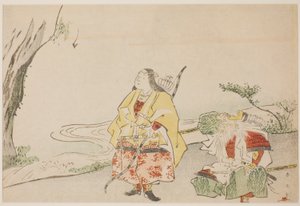 神功皇后（左）と竹之内宿禰大臣（右） 作： Katsukawa Shun