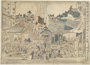 神田明神神社の祭礼風景 神田明神祭礼の図 パースプリントの新版 新版浮絵