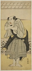 寛政二年（1790）九月、市村座で上演された『義経腰越城』の酔五兵衛役、初代浅尾為十郎 作： Katsukawa Shun