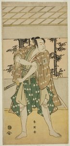1792年（寛政4年）11月、河原崎座で上演された『大船盛 海老の顔見世』の船頭滝平役（？ 作： Katsukawa Shun