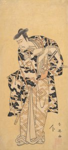 俳優の三代目市川彌生、雷衣姿の不破万左衛門、扇子遊び、1794年。