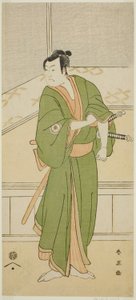 寛政5年（1793）2月、河原崎座で上演された『御前遊び相撲曽我』の白井権八役、四代目岩井半四郎