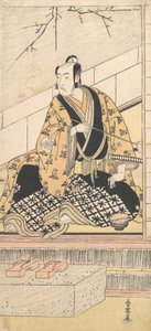 外の部屋に座っている俳優松本幸四郎 4 世、1789 年。 作： Katsukawa Shun