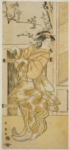寛政元年（1789）十一月、中村座で上演された『小町村芝居の正月』の小女郎狐に扮した三代目瀬川菊之丞。 作： Katsukawa Shun