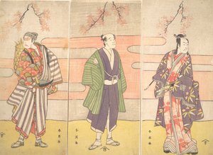 身元不明の 3 人の俳優。 1793年。 作： Katsukawa Shun