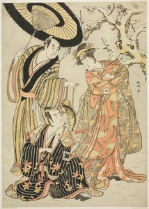 四代目岩井半四郎、二代目市川門之助、三代目坂田半五郎：陸奥の花 伊豆の旗揚げ」（『陸奥の花 伊豆の旗揚げ） 作： 勝川春香®