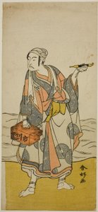 安永4年（1775）11月、市村座で上演された『親船太平記』の船頭次郎作に扮した二代目市川弥蔵 作： 勝川春香®