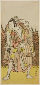 安永4年（1775）4月、中村座で上演された『奥州安達が原』の八幡太郎義家役（？ 作： Katsukawa Shunkо̄