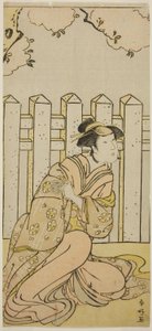 1790年（寛政2年）4月、中村座で上演された『春の錦 伊達染曽我』の尾上役、二代目長川常世 作： 勝川春香®