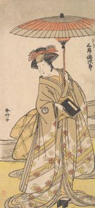 曲がりくねった小川のそばに立つ女としての三益徳十郎 1780年。